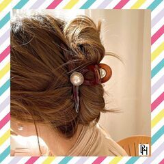 【♡新品♡】ヘアクリップ 髪留め 　バレッタ ヘアアクセサリー　茶色