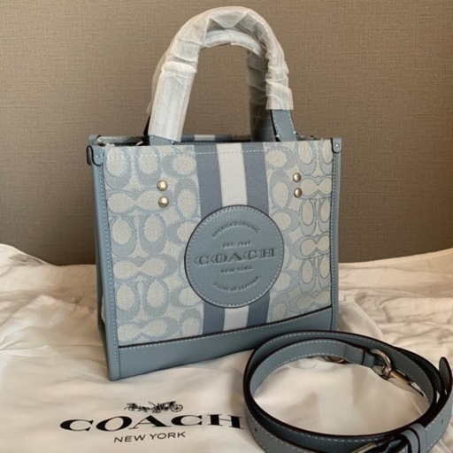 直接のみ ︎新品︎ COACH ハンドバッグ ショルダー 丸ロゴ ライトブルー