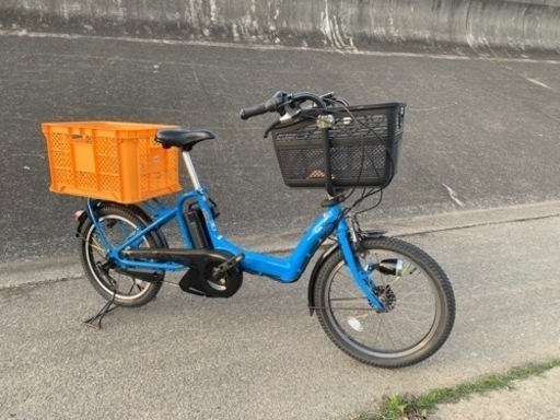 【お取引中】大田区羽田より【綺麗な青】めっちゃ荷物詰めます笑ヤマハ電動自転車20インチPAS KISSベース★宅配快速仕様★速い！【アシスト強ver.】新型バッテリー交換済