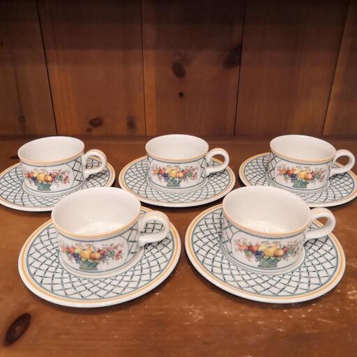 ビレロイ\u0026ボッホ Basket カップ\u0026ソーサー 5客セット