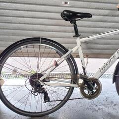 自転車中古　クロスバイク　OFFICE PRESS　外装7段変速　手元レバーLEDライト　カゴ鍵付き　タイヤ700×28C　フレームサイズ480