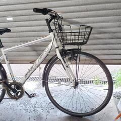 自転車中古　クロスバイク　OFFICE PRESS　外装7段変速　手元レバーLEDライト　カゴ鍵付き　タイヤ700×28C　フレームサイズ480