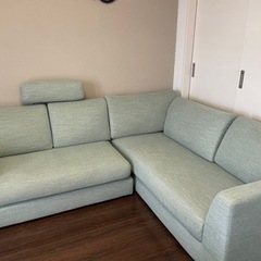 【ニトリ】ライトグリーン L字型ソファ①のみ【セット売り】 L字ソファ】ニトリ／グリーン