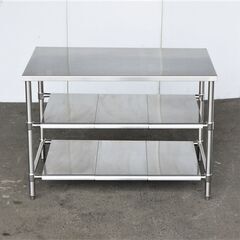 【ジモ配送終了6/14】≪yt703ジ≫ ステンレス作業台 3段 1200x775x840 棚板取外可 調理テーブル 厨房/店舗/設備/ガレージ/DIY/収納 現状品 50514-01