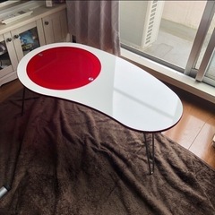 赤い磨りガラス　テーブル【0円にします！】