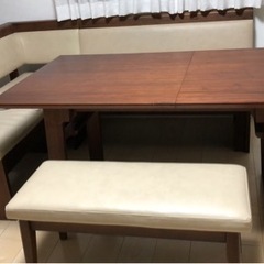 【ネット決済】ダイニングセット _ソファチェア&木製テーブル