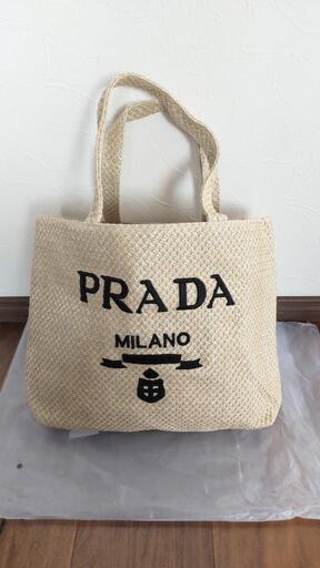 新品 PRADA ブラダ ノベルティ トートバッグ かごバッグ 麻