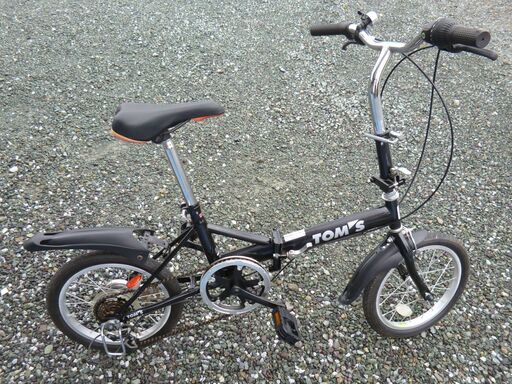 トムス/TOM'S　16インチ折り畳み自転車・6段ギア付き・状態良好品・ブラック・中古品・本体のみ
