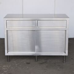 【ヤ取終了7/8】≪yt705ジ≫ 引出付キャビネット作業台 ステンレス 幅120 奥行60 調理テーブル 厨房/店舗/設備/ガレージ/収納 現状品 50513-10