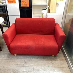 Francfranc(フランフラン) CHIK(チック) 布張りソファ 2人掛けソファー 天然木脚 ファブリック 赤★買取帝国 志木店