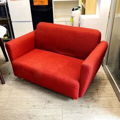 Francfranc(フランフラン) CHIK(チック) 布張りソファ 2人掛けソファー 天然木脚 ファブリック 赤★買取帝国 志木店