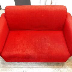 Francfranc(フランフラン) CHIK(チック) 布張りソファ 2人掛けソファー 天然木脚 ファブリック 赤★買取帝国 志木店