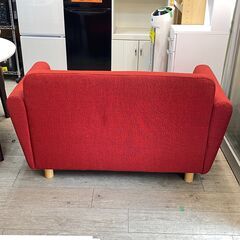 Francfranc(フランフラン) CHIK(チック) 布張りソファ 2人掛けソファー 天然木脚 ファブリック 赤★買取帝国 志木店