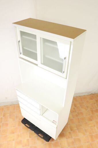 RML55 ニトリ キッチンボード 家具 収納具 食器棚 ホワイトカラー スライド収納