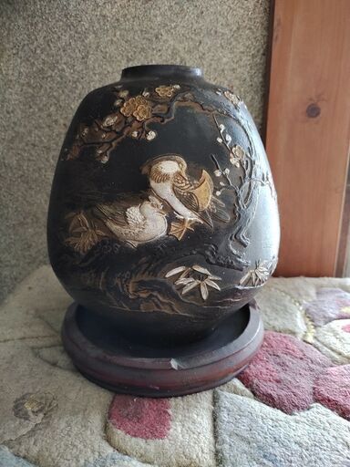 真山窯 志野焼 壷 鼠志野 美濃焼伝統工芸士 伊藤真司作 花器 花瓶 共箱