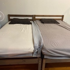 [決まりました]セミダブル・シングル ベッド 2台 マットレスフ...