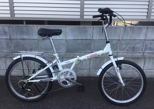 PayPay可＜整備車＞○EXCEL・FD20GS・20インチ折りたたみ自転車・シマノ外装6段変速・ホワイト・洗車済ですぐ乗れます♪