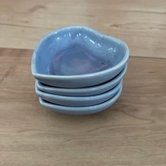 豆皿セット　ハート型　淡いブルー