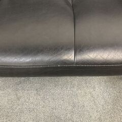 karimoku/カリモク Chitano/チターノ 本革 3人掛け ソファ レザー ブラック 黒 リビング 中古家具 店頭引取歓迎 R7176)