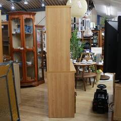 253)【美品】ニトリ キッチンボード 食器棚 KBドニントン120KBS LBR 天然木 オーク材 アンティーク調 2020年製 参考価格81,380円 NITORI