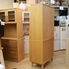 083)【廃番】unico ウニコ SIGNE シグネシリーズ カップボード 食器棚 W800 オーク材 ガラス棚 ナチュラルブラウン