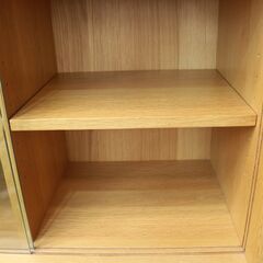 083)【廃番】unico ウニコ SIGNE シグネシリーズ カップボード 食器棚 W800 オーク材 ガラス棚 ナチュラルブラウン