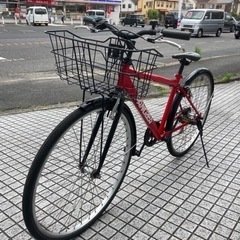 【27インチ自転車】美品❗️外装6段変速　前後タイヤ、前カゴ新品❗️若林自転車　膳所店　SALE中❗️ 27インチクロスバイク】6段変速 フロントバスケット付 通勤通学にも