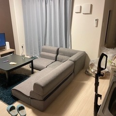 布張りローソファ3点セット