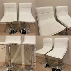 ニトリ　白　カウンターテーブル　カウンターチェア