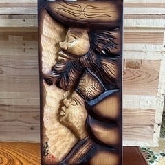 アイヌ　木彫り　壁掛け　北海道