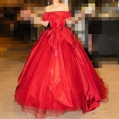 ウエディング カラードレス 赤 パニエ付き