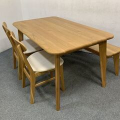 関家具 ダイニング4点セット バレーナ ナチュラル W135 オーク無垢 
