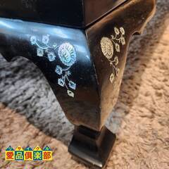 【愛品倶楽部柏店】螺鈿細工 漆塗り仕上げ 鳳鳳柄 座卓 (天板ガラス付)