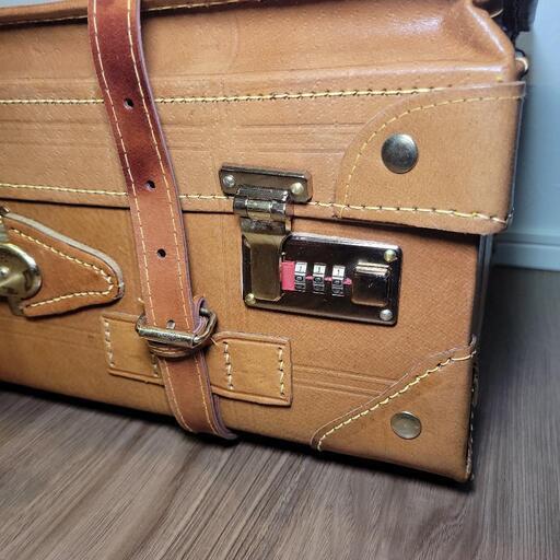 未使用】皮 革 旅行バック アサヒビール 鍵付き ヴィンテージ レア