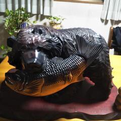 北海道　熊　木彫　台座付
