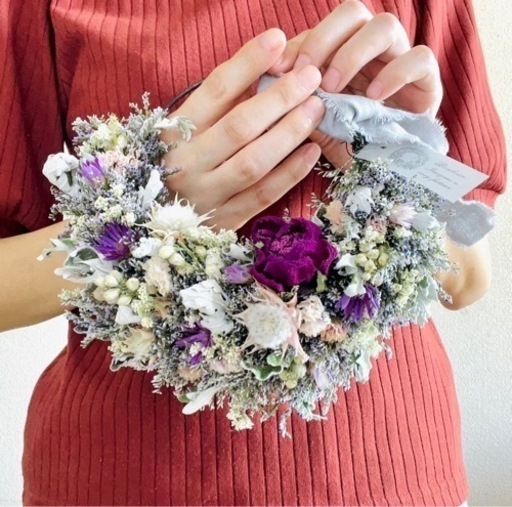 ブルーファンタジアと花々のリース ブルーファンタジアとシャクヤクと花々のリース