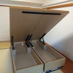 ガス圧式 跳ね上げ 収納ベッド 広め ダブル フレーム フランスベッド 