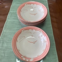 猫柄　スープ皿5枚セット