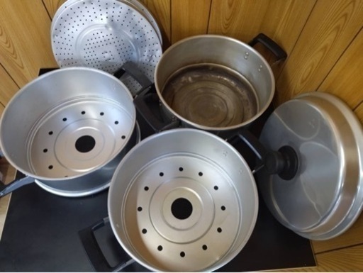 業務用 AKAO アルミ 蒸し器 アルミスチームクッカー 28cm 両手鍋 調理