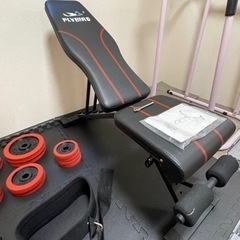 ホームジムセット一式、筋トレ、懸垂マシン、ベンチプレス、ダンベル、チューブ、マット