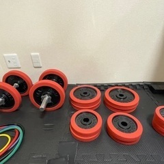 ホームジムセット一式、筋トレ、懸垂マシン、ベンチプレス、ダンベル、チューブ、マット