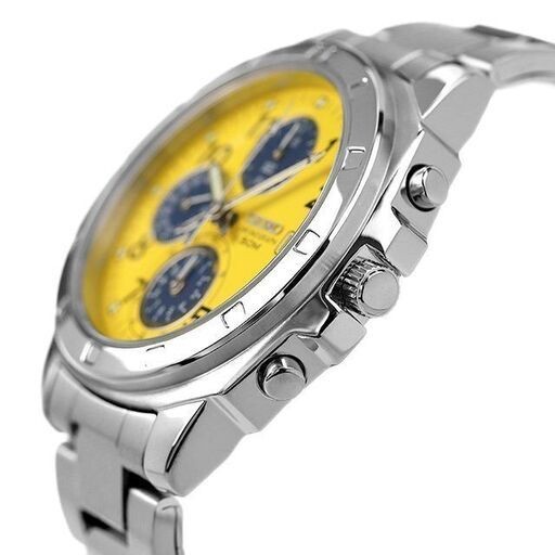 クロノグラフ 腕時計 メンズ イエロー×ネイビー SEIKO SND409P1