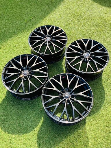 【美品】4本セット WEDS ウェッズ LEONIS MX レオニスMX 18×7.0J アルミホイール オフセット：47 5穴 P.C.D：114.3 パールブラックミラーカット/チタントップ 18インチ アルミ 37435