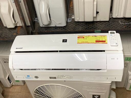 K04259　シャープ　中古エアコン　主に6畳用　冷房能力　2.2KW ／ 暖房能力　2.5KW