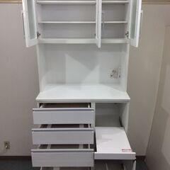 6/14受渡済)JT6959【NITORI/ニトリ 食器棚 幅90cm】美品 アップ