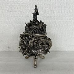 内島市平 青鳳作 銀製 シルバー 三足香炉 銀900刻印 香