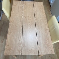 【ネット決済】【6/18まで】木製ダイニングテーブル、椅子2脚セット