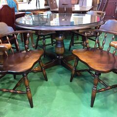 【愛品館八千代店】飛騨産業　穂高　円卓ダイニング5点セット