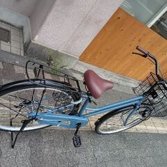 26吋 ファッションタウンサイクル シングル/ブルーXブラック