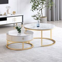 【金額相談可】大理石風　ローテーブルセット